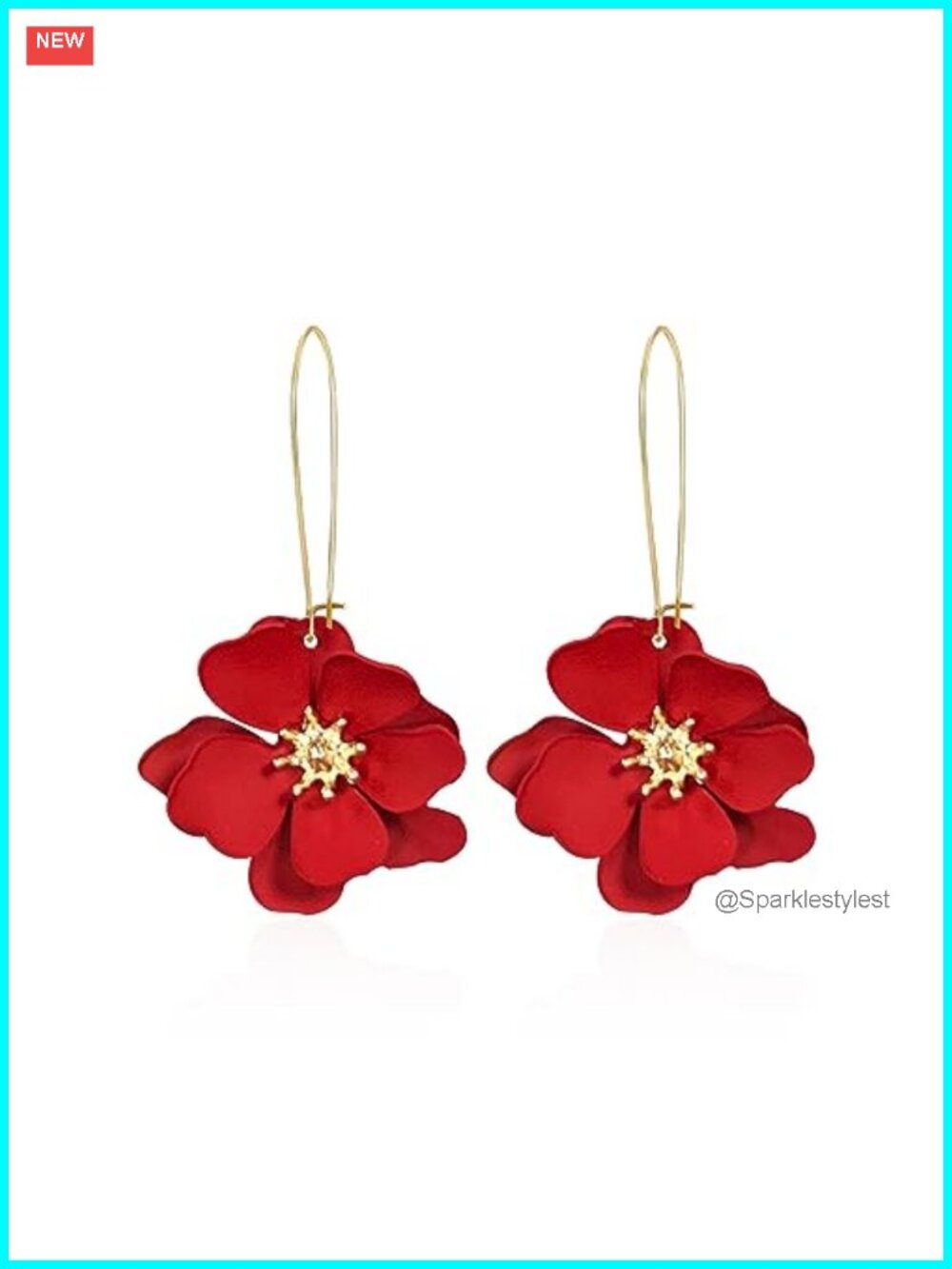 Bohemian Daisy Flower Matte Floral Long Petal Drop Dangle Earrings Layered